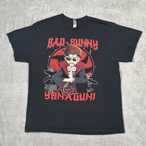 Bad Bunny Yonaguni Anime Graphic T Shirt XL Black Streetwear Naruto Akatsuki